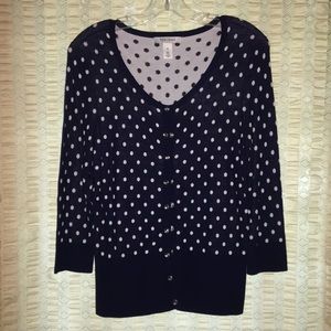 White House Black Market navy white cardigan Med